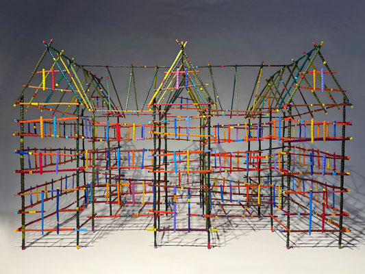 North Woods, 1984 -2024, Acrylic on wood. 24 x 40 x 20"