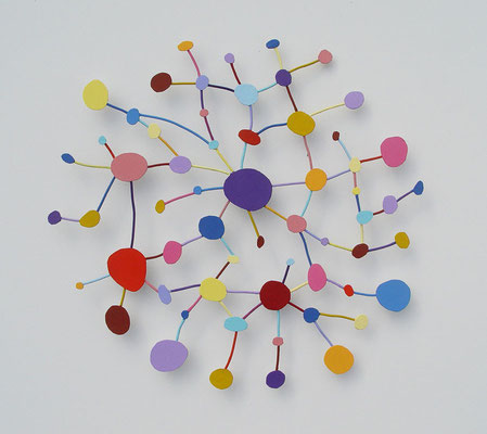 Sixty 2014, Acrylic on paper and wire, diameter 11" (Private collection)