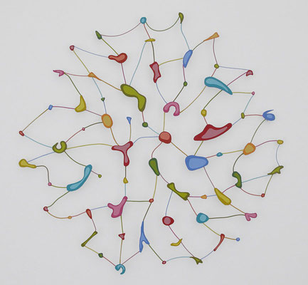 Tondo 2014, Acrylic on paper and wire, diameter 18" (sold)
