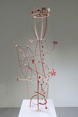 Red Queen 2018,  Acrylic on welded steel and epoxy, 51x22x21"