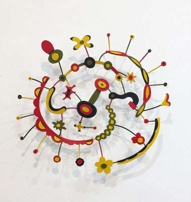 Rasta 2018, Acrylic on steel and paper  15 x 15 x 2"  (Private collection)