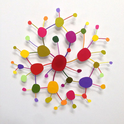 One Hundred Years 2014,  Acrylic on Strathmore paper and welded steel, diameter 19" (Private collection)