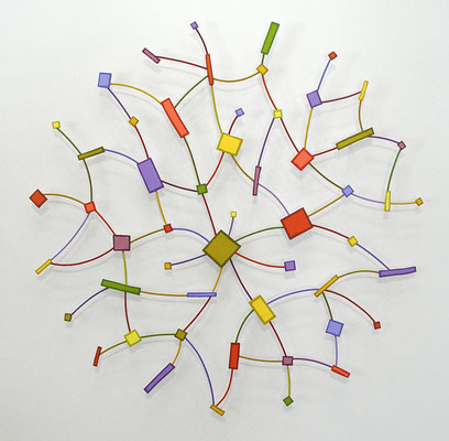 One Hundred 2014, Acrylic on welded steel, 30 x 30 x 1" (Private collection)