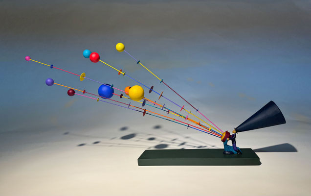 Man In A Hat, 2024. Acrylic on steel, wood, epoxy, paper. 14 x 29 x 7” (Private collection)