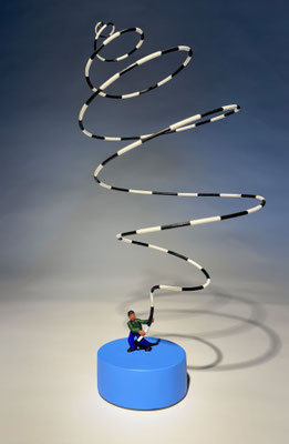 Twister, 2024,  Acrylic on steel, wood, epoxy. 17 x 8 x 8” (Private collection)