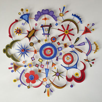 Five and Ten 2018, Acrylic on welded steel  29 x 30 x 3" (Private collection)