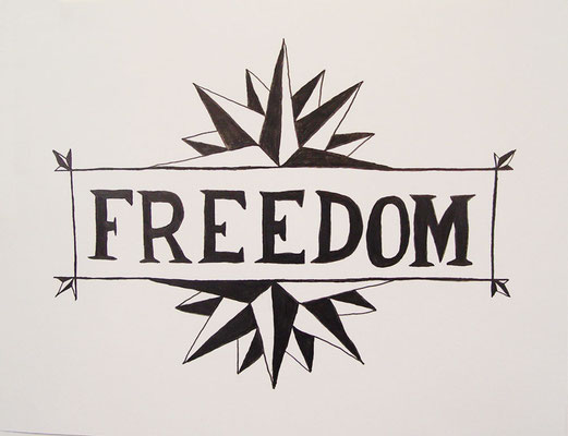 Freedom, 2007,  Graphite on Strathmore paper, approx. 16 x 20". Part of an ongoing series of drawings. 