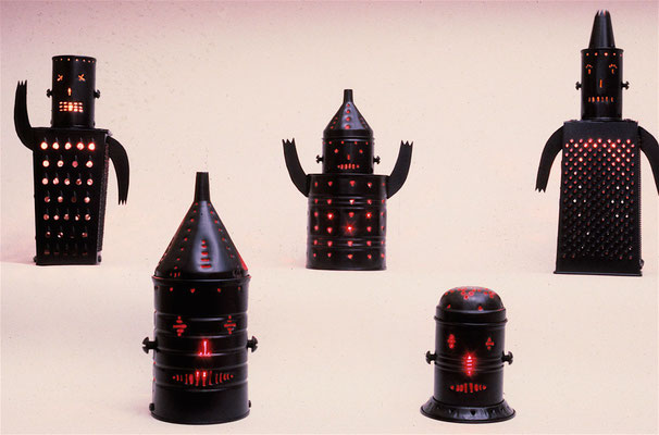 Acme Robot night lights, ca. 1986. From a series of about 100 night lights made throughout the 1980's and sold through museum stores across the country. 