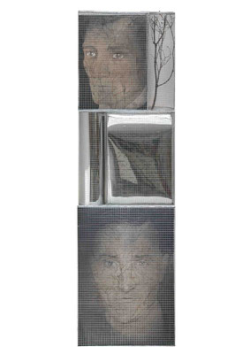 Lo sguardo di Artaud, assemblato a totem, cm. 240x70x40, 2006
