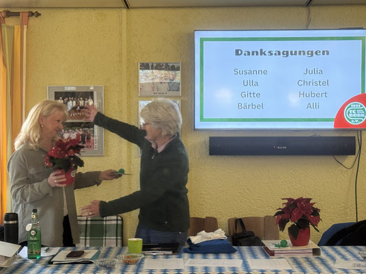 Heike dankt Susanne für ihre langjährige Arbeit als erste Vorsitzende.