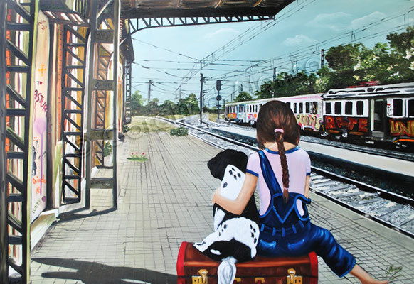 "El tren de la vida" (2015), 80 x 120 cm, oil on canvas