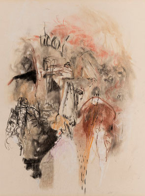 L'insoumise, pastel et fusain sur papier