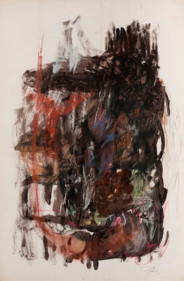 Entre l'arbre et l'écorce, fusain et pastel sur papier