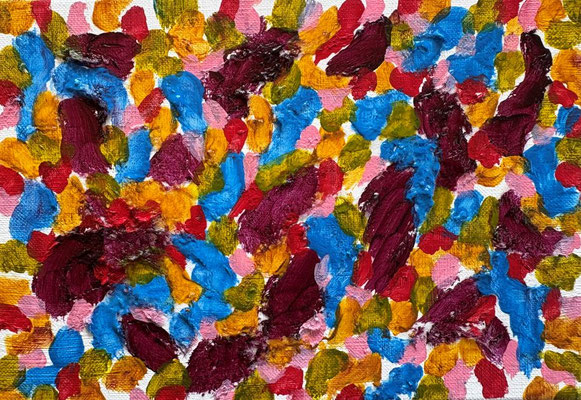 Stellar Radiance, Acrylic and Super heavy gel medium on canvas, 158×227mm