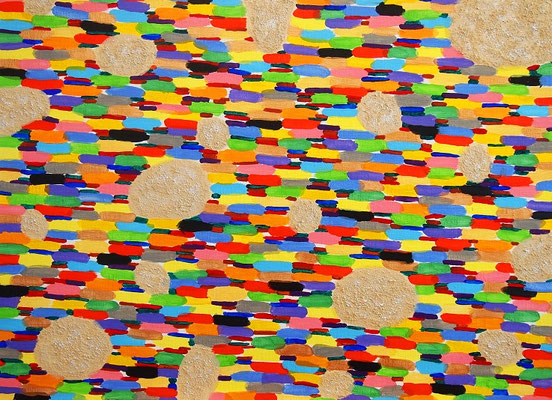 God's messenger "microorganisms",  Acrylic and Resin sand on canvas,  727×530mm