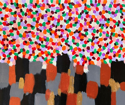 Festival of the Forest, Acrylic on canvas, 380×455mm
