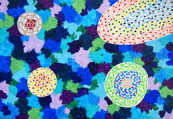 God's messenger "microorganisms #4",  Acrylic on canvas,  158×227mm