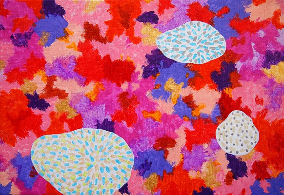 God's messenger "microorganisms #2",  Acrylic on canvas,  158×227mm