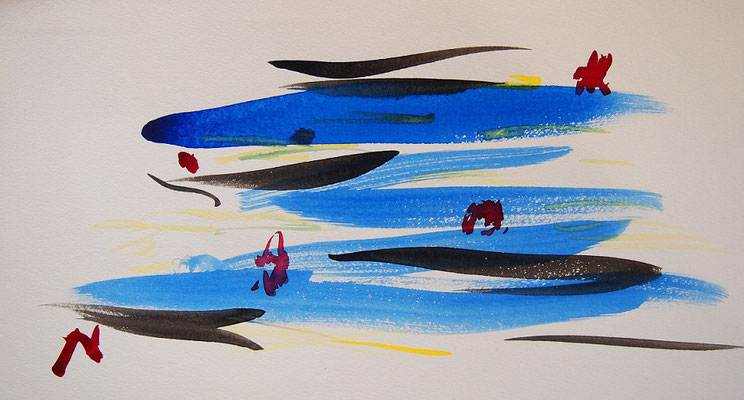 琵琶湖　水彩絵具、水彩紙　150×276mm