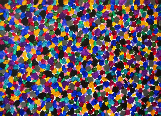 Particle Festival, Acrylic and modeling paste on canvas, 530×727mm