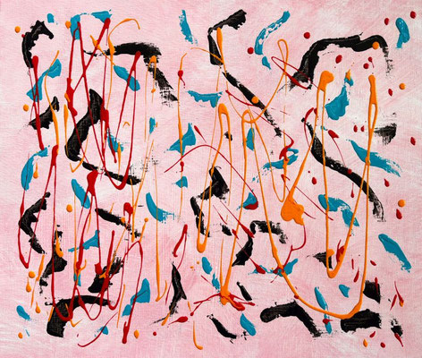 Cosmic Stream #1, Acrylic, String gel medium and Pouring medium on canvas, 455×530mm