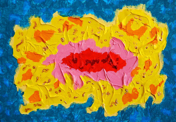 flower #46,  Acrylic and Modeling Paste on canvas,  158×227mm