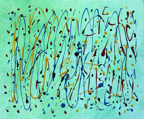 Rushing Light, Acrylic and Pouring medium on canvas, 380×455mm 