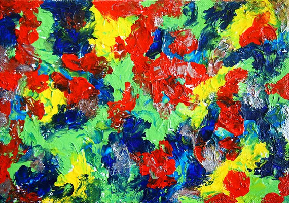 Flowers #9,  Acrylic and Modeling paste on canvas,  158×227mm