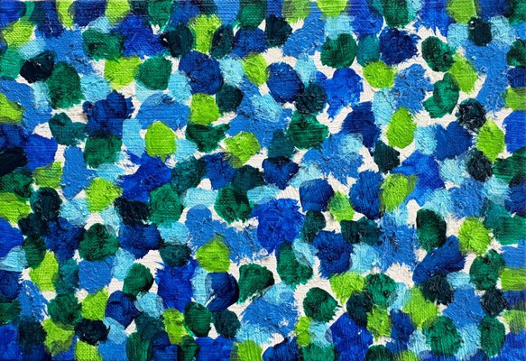 Drops of Wind, Acrylic and White opaque flakes on canvas, 158×227mm