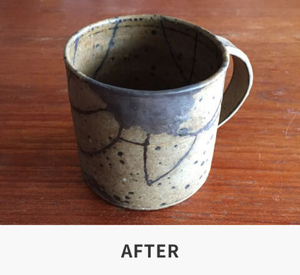 金継ぎ　黒箔仕上げ　AFTER