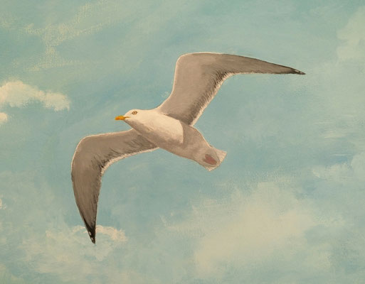 Detail of the big flying seagull