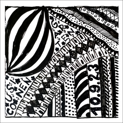 Ingrid: Erstes Zentangle, Fineliner auf Papier, 2023