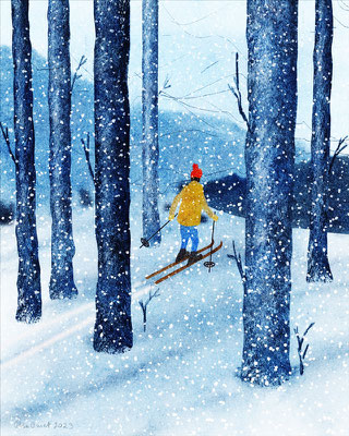 Ilse: "Unterwegs im Schnee", digitale Malerei, 2023