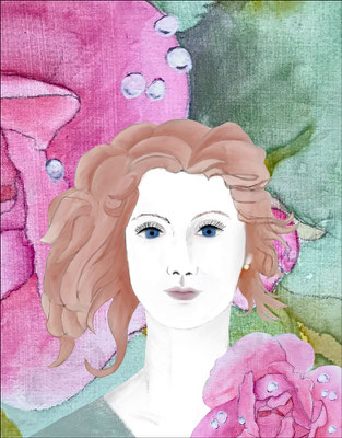 Ilse: "Romantisch", Acryl, Bleistiftzeichnung, digital bearbeitet, 2024