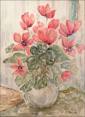 Gisela: "Alpenveilchen", Aquarell auf Papier, 30x40 cm