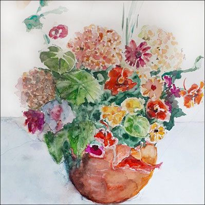 Ingrid: Aquarell auf Papier, 29x29 cm