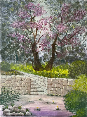 Gisela: "Stadtgarten", Acryl auf Papier, 30x40 cm