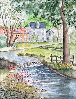 Gisela: "Ländliche Idylle",  Aquarell auf Papier, 30x40 cm