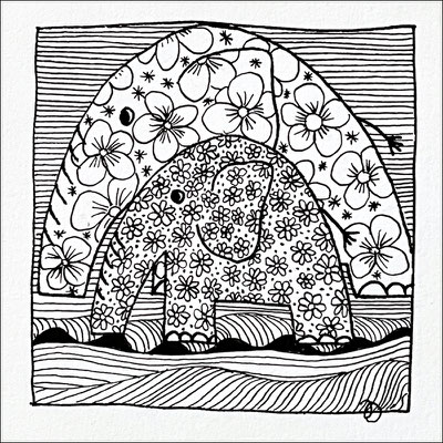 Ilse: Zentangle, Blumen2, Fineliner auf Papier, 9x9 cm, 2022
