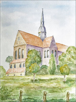 Gisela: "Klosterkirche Riddagshausen bei Braunschweig",  Aquarell auf Papier, 30x40 cm