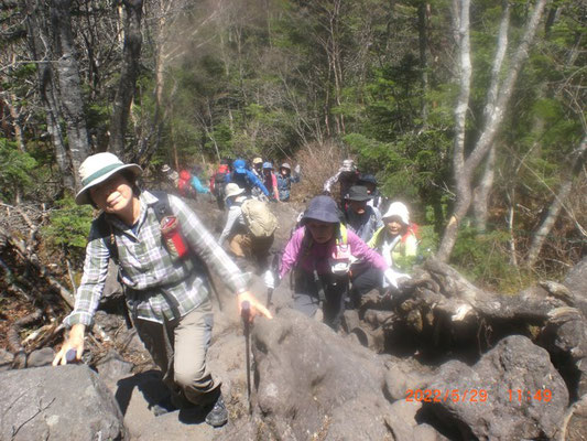 登山道の人混み