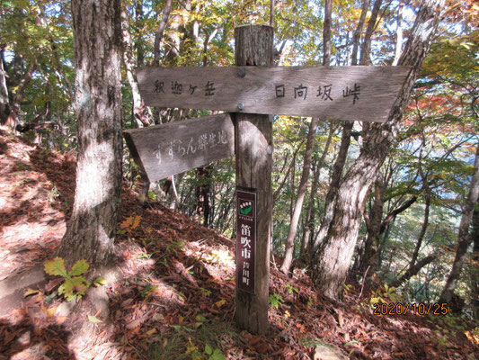 日向坂峠からの分岐