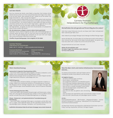 4-seitiger Flyer für "Carmela Thomsen"