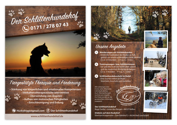 Flyer A5 für "Der Schlittenhundehof"