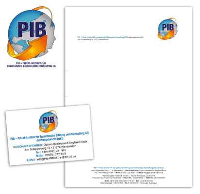 Logo-, Briefbogen- und Visitenkartengestaltung für "PIB"