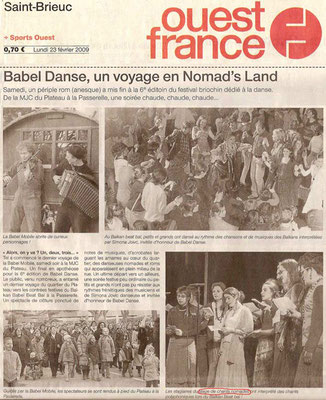 Article du journal Ouest France - 23 février 2009