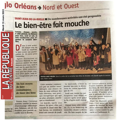 Article de La République du Centre - Orléans - 15 mars 2022