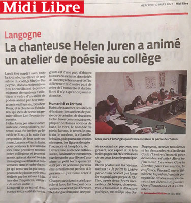 Article du Midi Libre - 17 mars 2021