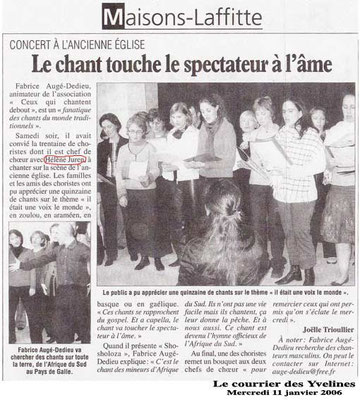 Article du journal Le Courrier des Yvelines - 11 janvier 2006