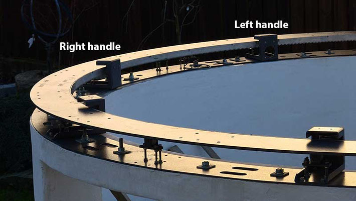 To quantify warping, height measurements were recorded every 30 cm during ring rotation. Measurements were taken on the motor mount handle (left) and the adjacent handle (right).